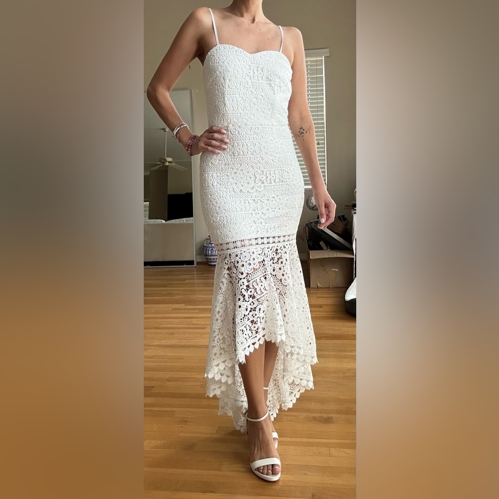 NWT Chic White Lace High Low Dress